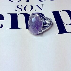 Silver Plated Faceted Amethyst Ring